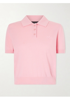 Gucci - Embroidered Wool Polo Sweater - Pink - x small,small,medium,large