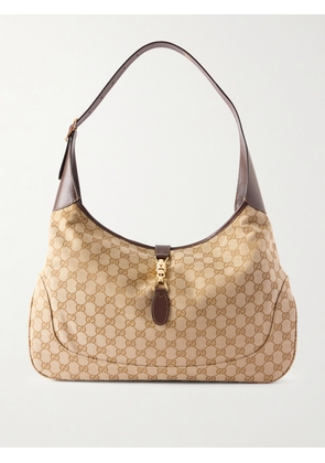 Gucci - Jackie 1961 Leather-trimmed Printed Coated-canvas Shoulder Bag - Neutrals - One size