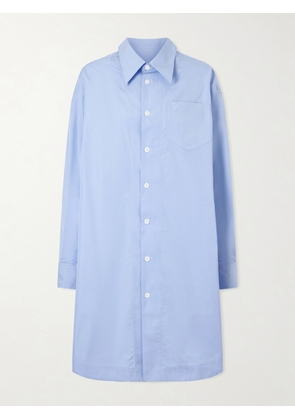 AMI PARIS - Embossed Cotton-poplin Shirt Dress - Blue - xx small,x small,small,medium,large,x large,xx large