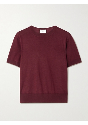 SAINT LAURENT - Wool, Cashmere And Silk-blend Top - Burgundy - x small,small,medium,large