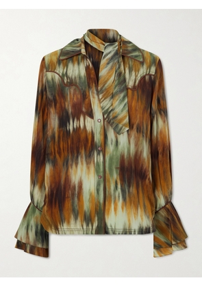 Johanna Ortiz - Cabalgando Scarf-detailed Silk Crepe De Chine Shirt - Multi - US0,US2,US4,US6,US8,US10