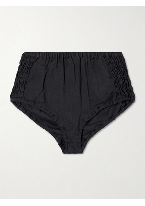 Dries Van Noten - Ruched Ramie Shorts - Black - FR 34,FR 36,FR 38,FR 40,FR 42