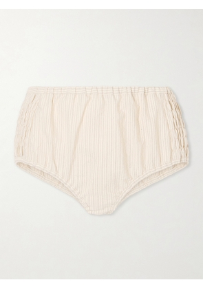 Dries Van Noten - Ruched Striped Cotton-blend Shorts - Ecru - FR 34,FR 36,FR 38,FR 40,FR 42