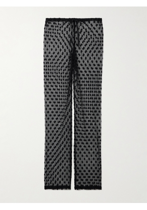 Dries Van Noten - Polka-dot Cotton-blend Mesh Wide-leg Pants - Black - FR 34,FR 36,FR 38,FR 40,FR 42,FR 44