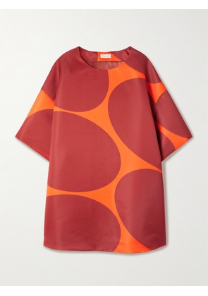 Dries Van Noten - Oversized Printed Taffeta Mini Dress - Orange - x small,small,medium,large
