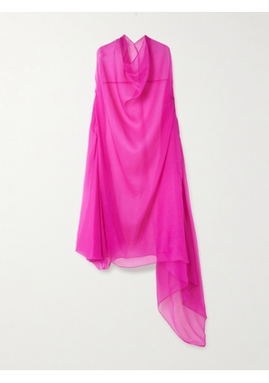 Dries Van Noten - Draped Silk-chiffon Midi Dress - Pink - small,medium
