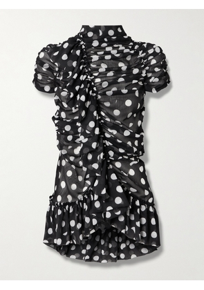 Dries Van Noten - Ruffled Polka-dot Crepon Blouse - Black - FR 34,FR 36,FR 38,FR 40,FR 42,FR 44