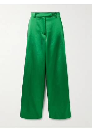 Dries Van Noten - Cotton-blend Satin Straight-leg Pants - Green - FR 34,FR 36,FR 38,FR 40,FR 42,FR 44
