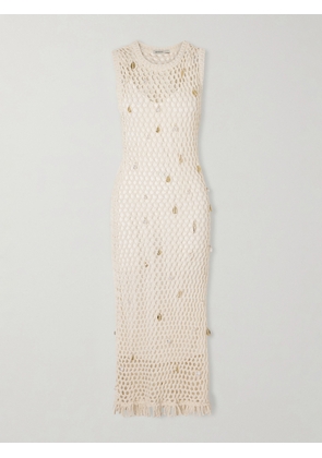 SIMKHAI - Coralia Embellished Open-knit Cotton-blend Midi Dress - Neutrals - x small,small,medium,large,x large