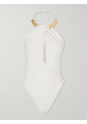 SIMKHAI - Bindi Embellished Cutout Swimsuit - White - x small,small,medium,large