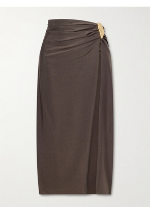 SIMKHAI - Eiana Stretch Satin-jersey Coverup - Brown - x small,small,medium,large