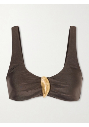 SIMKHAI - Veyra Embellished Bikini Top - Brown - x small,small,medium,large