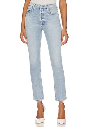 AGOLDE Riley High Rise Straight Crop Jeans in Denim-Light. Size 33. Also in 31.