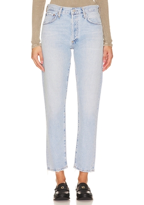 AGOLDE Austin Mid Rise Tapered Slim Jeans in Denim-Light. Size 33. Also in 32.