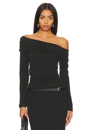 Enza Costa Cashmere One-shoulder Top in Charcoal. Size S. Also in XS, M, L.