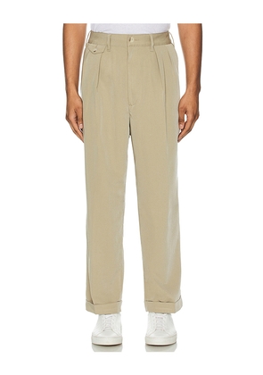 Beams Plus 2 Pleats Trousers Pe Twill in Brown. Size XL/1X. Also in XL.