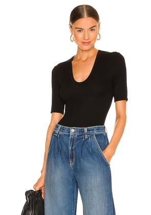 Enza Costa Stretch Silk Knit Half Sleeve Top in Black. Size S. Also in XS.