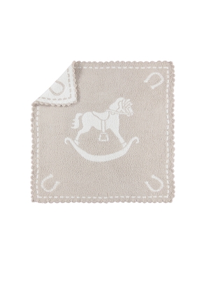Barefoot Dreams Kids Cozychic Scalloped Baby Receiving Blanket in Grey.