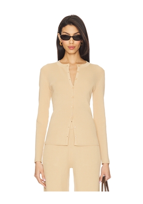 AEXAE Fine Knit Ribbed Cardigan in Tan. Size M. Also in XS.