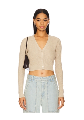 Enza Costa Cropped V Neck Cardigan in Beige. Size S. Also in L.