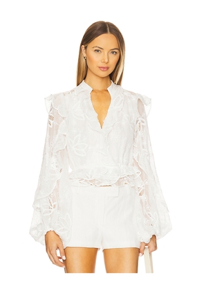 Bardot Frill Embroidered Blouse in White. Size 4. Also in 6, 10.