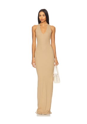 Eterne Halter Maxi Dress in Nude. Size M. Also in L, XL.
