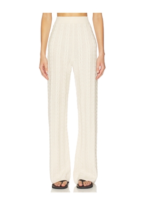 AEXAE Cashmere Cable Straight Leg Pant in Beige. Size M. Also in XS.