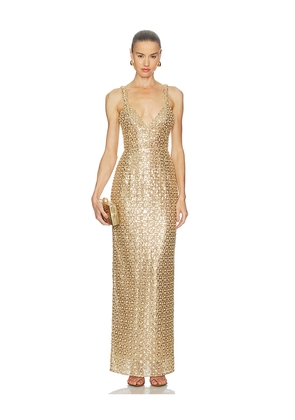 Bronx and Banco Allegra Sequin Maxi Dress in Metallic Gold. Size XS. Also in S, M, L, XL.