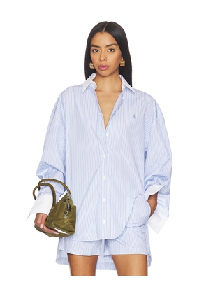 THE ATTICO Striped Button Down Shirt in Baby Blue. Size 36. Also in 38, 40, 42, 44.
