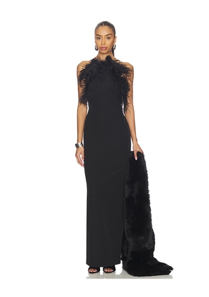 THE ATTICO Feather Gown in Black. Size 36. Also in 38, 40.