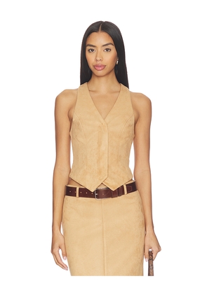 ALL THE WAYS Bailey Faux Suede Vest in Beige. Size XS. Also in XXS, S, M, L, XL.