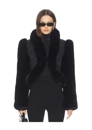 AFRM Daya Faux Fur Jacket in Black. Size XXS. Also in XS, S, M, L.