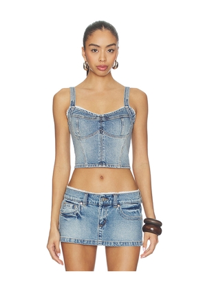 Abrand Saloon Bodice Top in Blue. Size S. Also in XS, M, L.