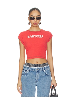 Abrand Babygirl Rib Cropped Tee in Red. Size S. Also in XS.