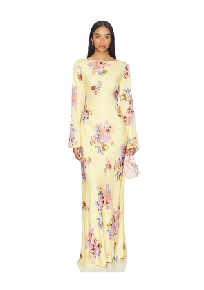 HEMANT AND NANDITA Maxi Dress in Lemon. Size S. Also in XS, L, XL.