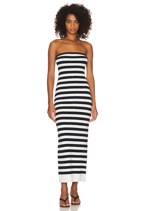 GRLFRND Paricia Striped Tube Maxi Dress in White,Black. Size S. Also in M, L, XL.