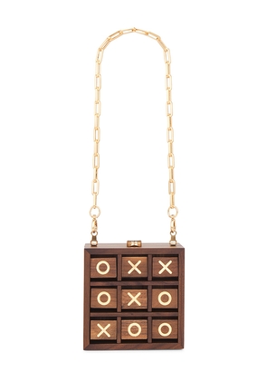 Cult Gaia Tic Tac Toe Clutch in Brown.