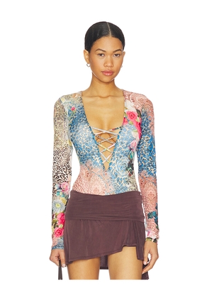 AFRM Eaton Bodysuit in Brown,Blue. Size S. Also in XXS, XS, M, L, XL, XXL, 1X, 2X.