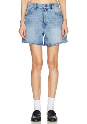 GRLFRND Reggie Mid Rise Long Mom Short in Denim-Light. Size 24. Also in 23.