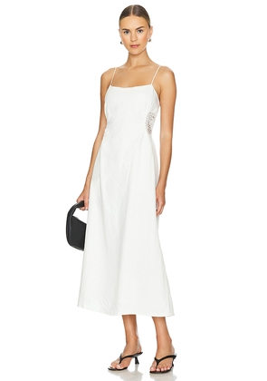 SIMKHAI Brant Spaghetti Strap Midi Dress in White. Size M. Also in L.