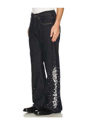 Birth Of Royal Child Embroidered Pearl Flared Trousers in Black. Size S. Also in L, M, XL/1X.