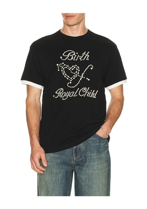 Birth Of Royal Child Pearl Patchwork Tee in Black. Size S. Also in M, L, XL/1X.
