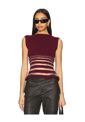George Trochopoulos Half Stripe Top in Burgundy. Size S. Also in L.