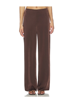 Bardot Devin Mid Rise Satin Pant in Chocolate. Size 2. Also in 4, 6, 8, 10, 12.