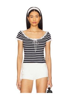 For Love & Lemons Suzette Stripe Top in Black. Size M. Also in L.