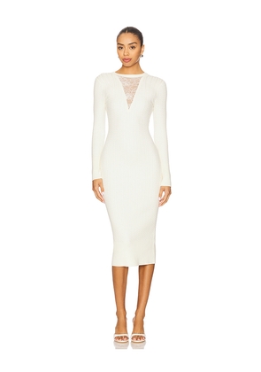 fleur du mal Quinn Midi Dress in Ivory. Size S. Also in XS, L.