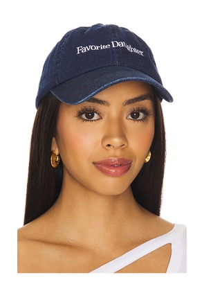 Favorite Daughter Logo Denim Baseball Hat in Blue.