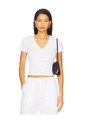 Goldie Pointelle Short Sleeve Cardi in White. Size XS. Also in S.