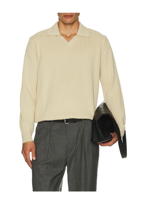 Far Afield Clifford Knitted Ribbed Polo in Cream. Size M. Also in L.