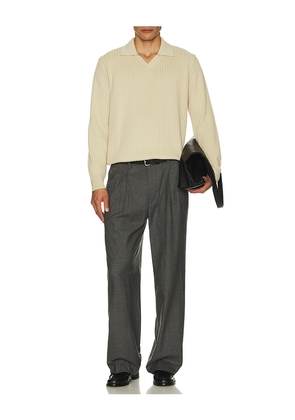 Far Afield Clifford Knitted Ribbed Polo in Cream. Size M. Also in L.